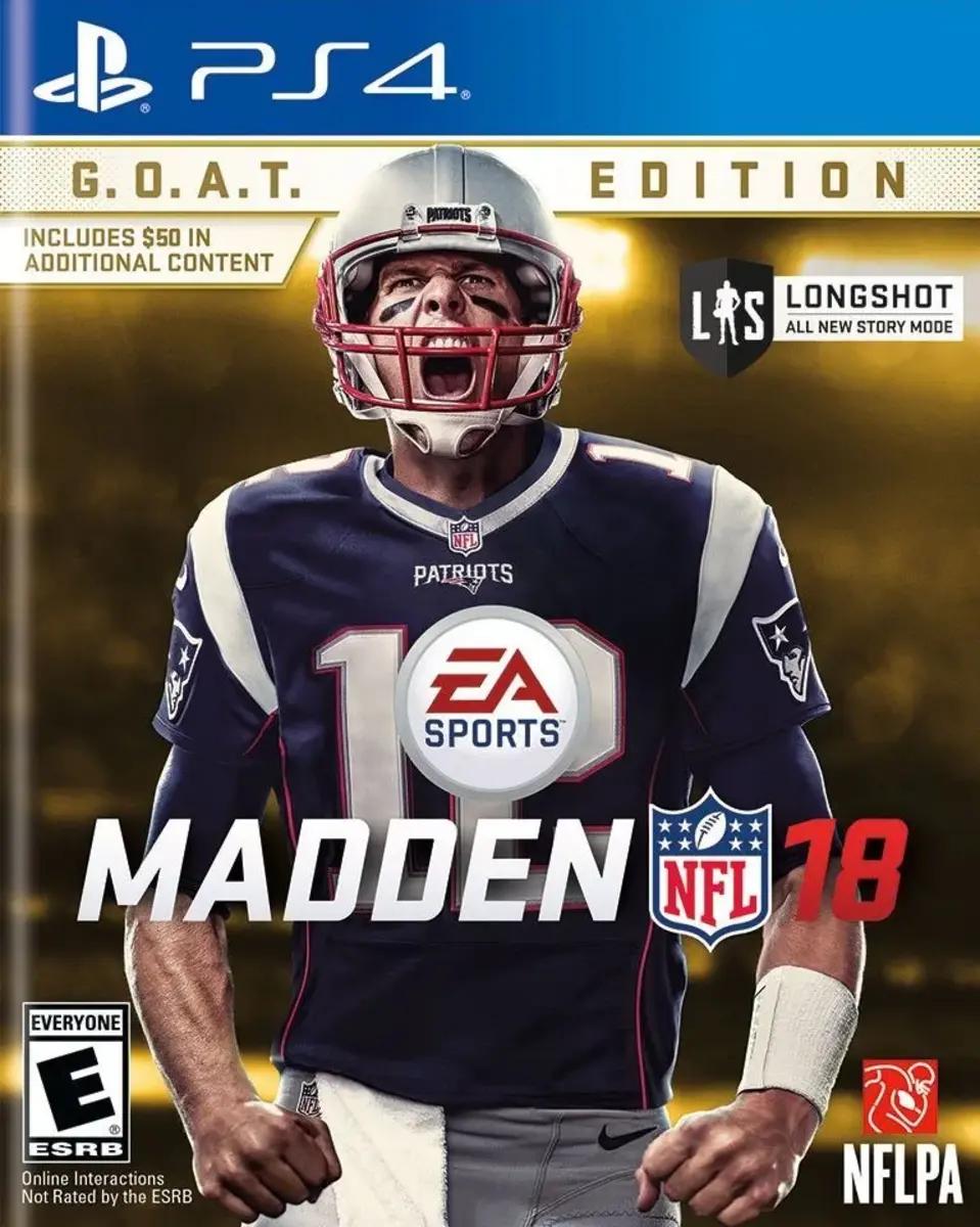 Tom Brady screams at the camera for the Madden 18 cover.